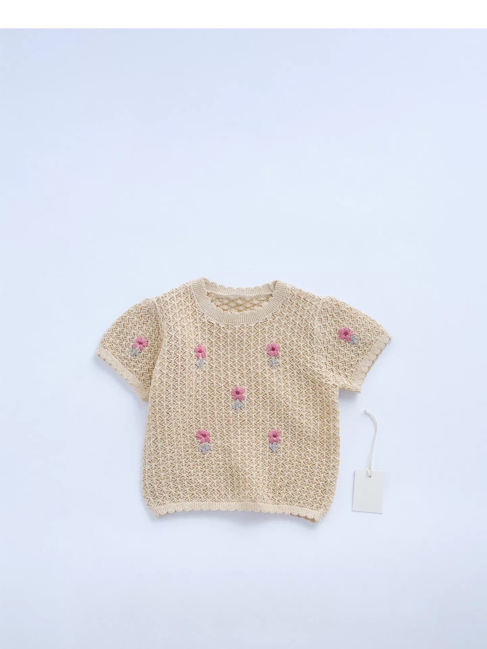 Zara Girls Beige Knit Floral Short Set
